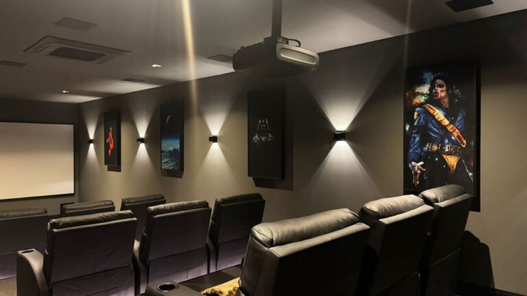 Painel acústico aplicado sala home